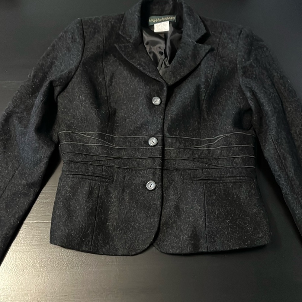 🐼Vintage Harve Bernard Black Tailored Wool-Blend Women's Blazer 6